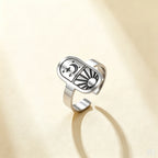Sun Moon Star Adjustable Ring Vintage Celestial Tarot Signet Ring Stainless Steel Statement Open Ring Wiccan Spiritual