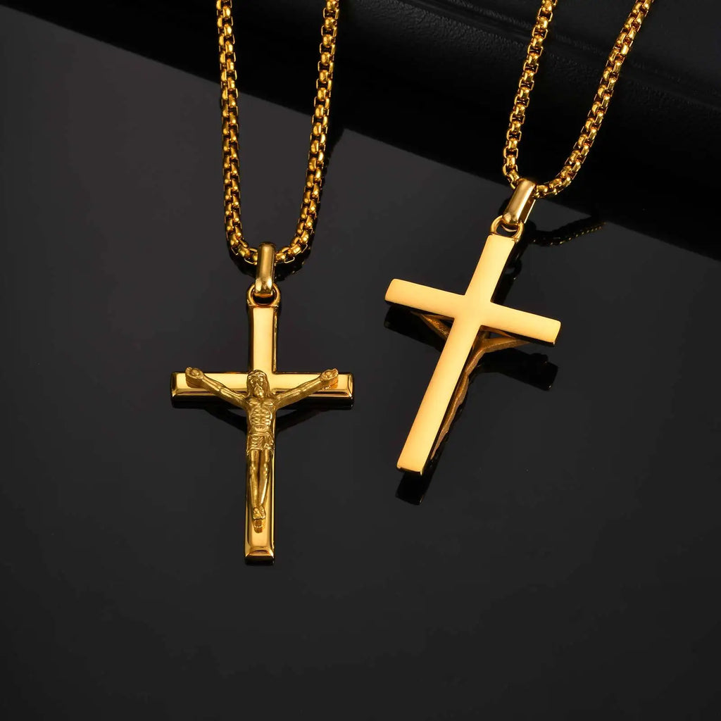 Catholic Cross Pendant Necklace — Stainless Steel