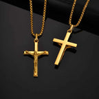 Catholic Cross Pendant Necklace — Stainless Steel