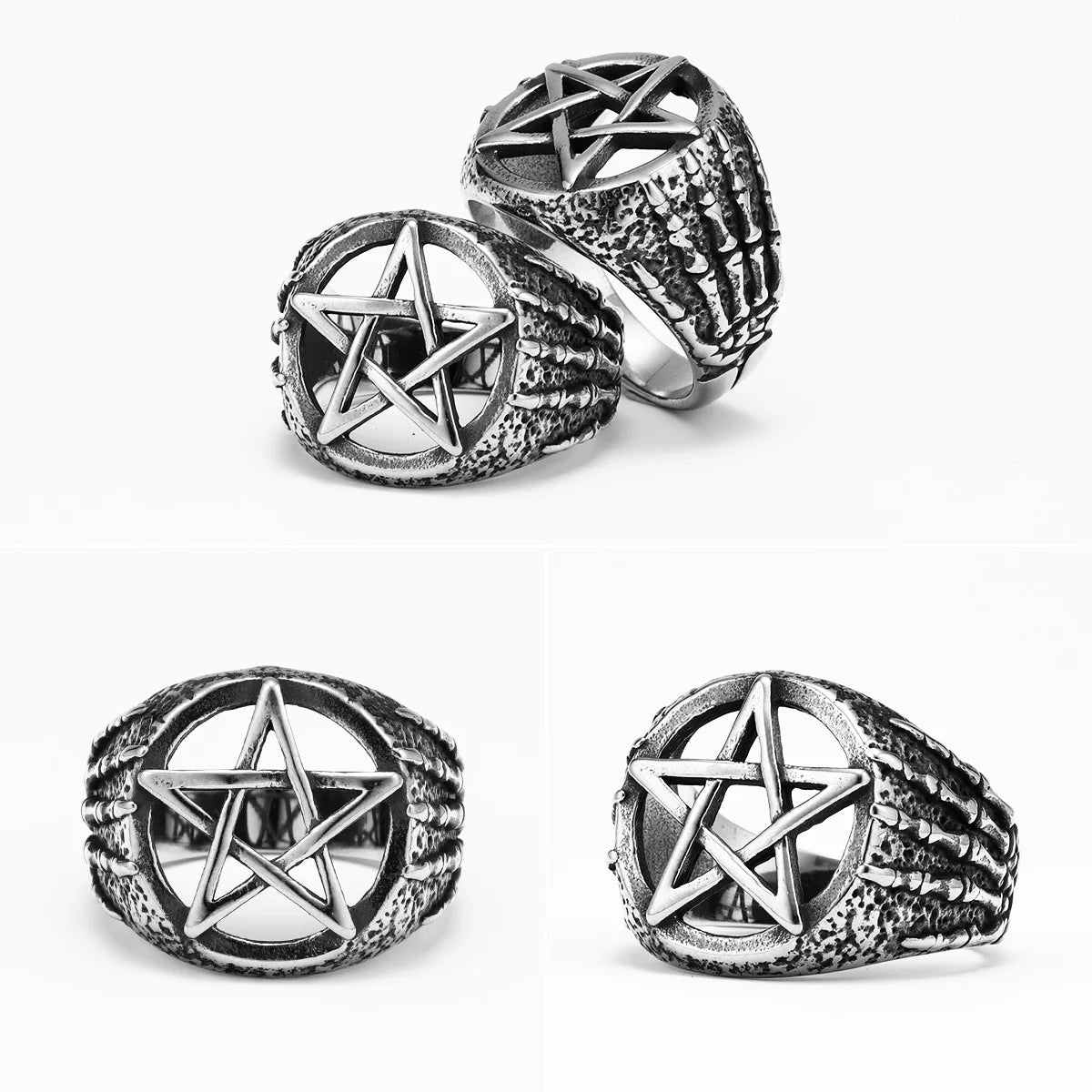 Pentagram Skull Ring — Stainless Steel