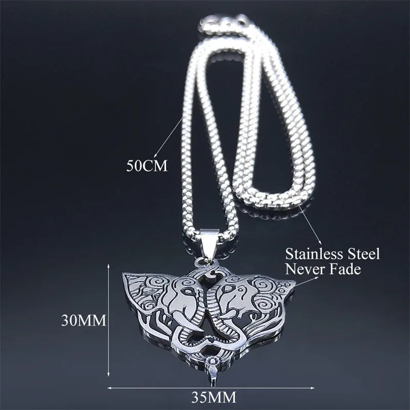 Egyptian Double-Headed Elephant Pendant Necklace