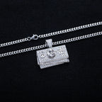 Iced Out Dollar Bill Pendant — 925 Silver