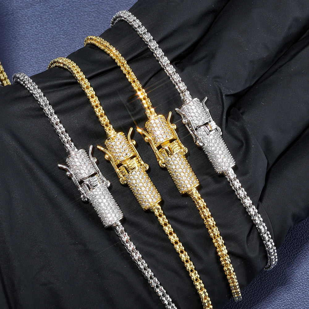 Iced Out Diamond Clasp Chain Necklace 2.4MM