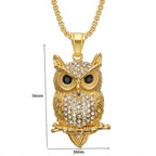 Iced Out Owl Gold Pendant Necklace