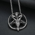 Gothic Vintage Pentagram Satanic Sheep Pendant Necklace For Men Punk Stainless Steel Biker Animal Necklaces Amulet