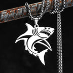 Great White Shark Hollow Men Necklaces Stainless Steel Pendant Sweater Chain Women Punk Fashion Jewelry Accessories