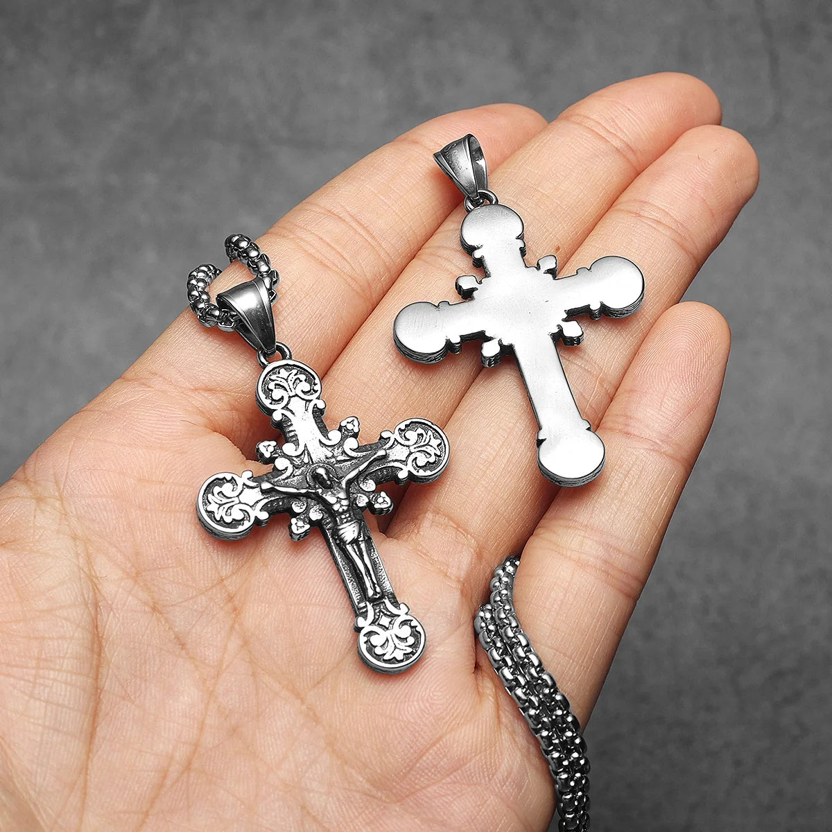 Jesus Cross Pendant Necklace — Stainless Steel