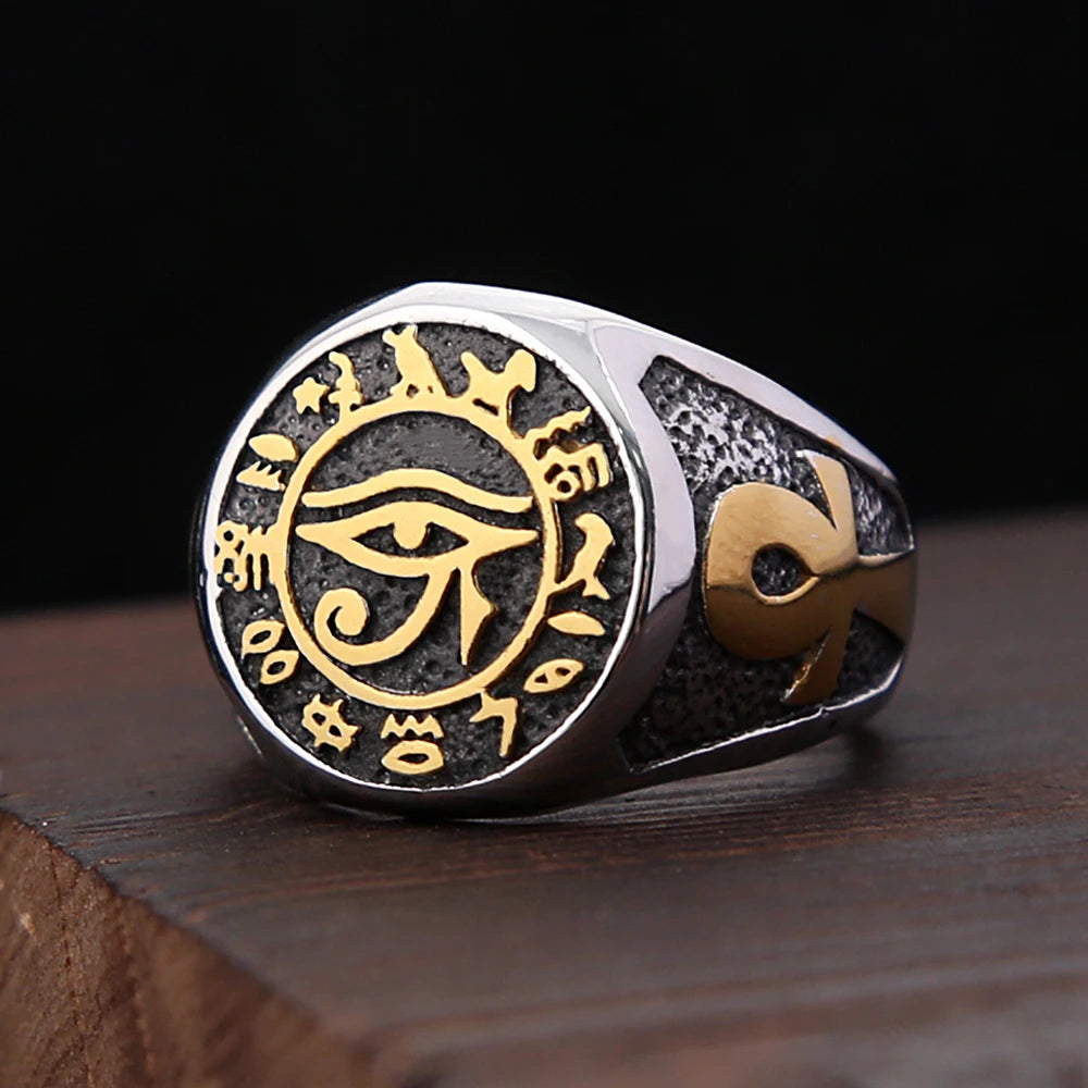 Egyptian Eye of Horus Ring — Stainless