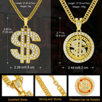 Gold Dollar Sign Cuban Chain Necklace