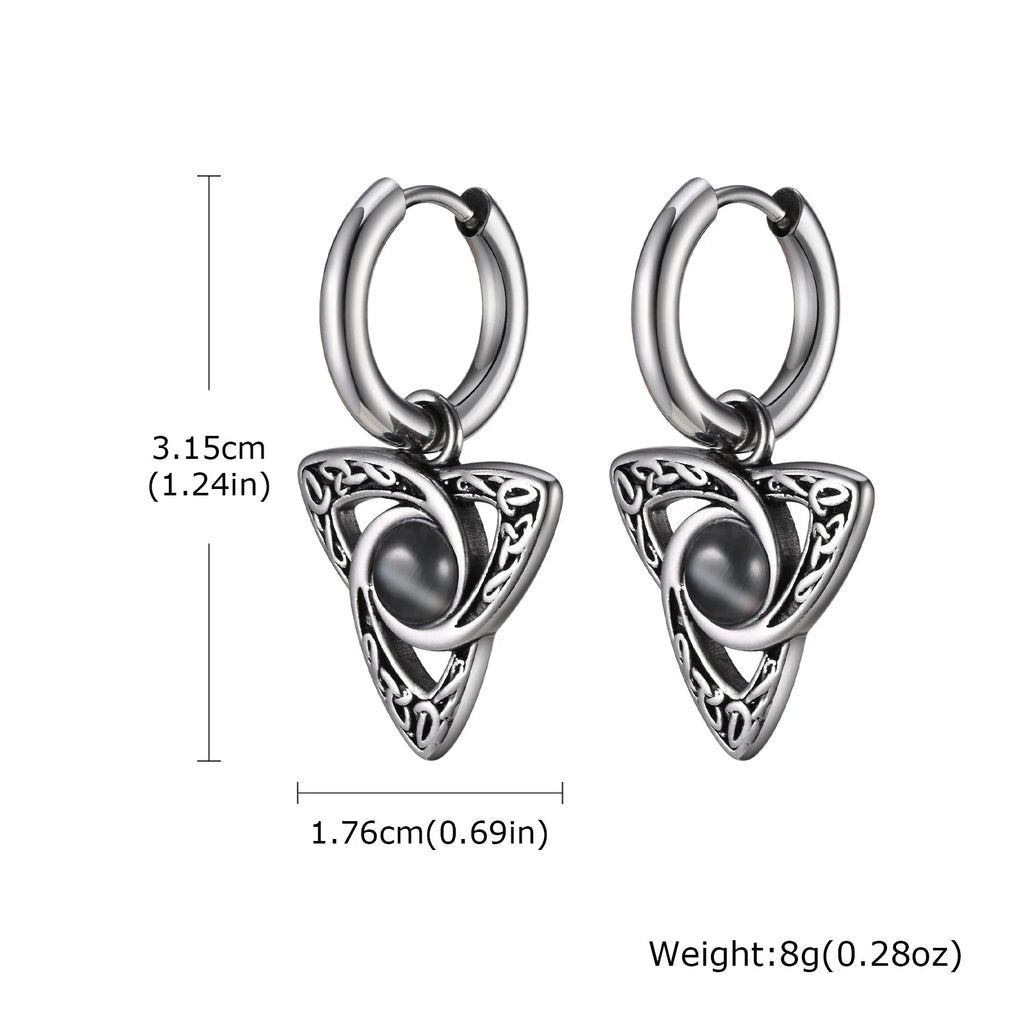 Viking Stone Triangle Huggie Hoop Earrings