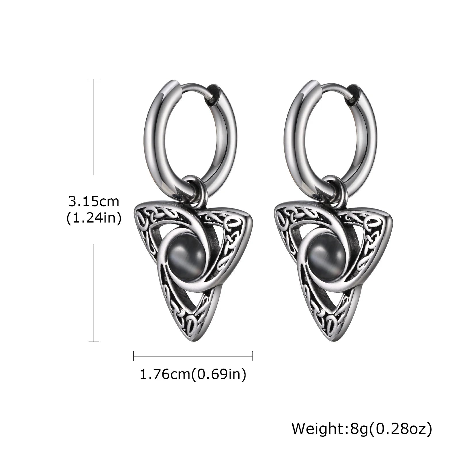 Viking Stone Triangle Huggie Hoop Earrings