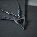 Black Hematite Triangle Pendant Necklace — Black-Tone