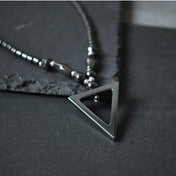 Black Hematite Necklace Men Women Metal Neck Jewelry Health Magnetic Therapy Triangle Black Hematite Necklace Jewelry