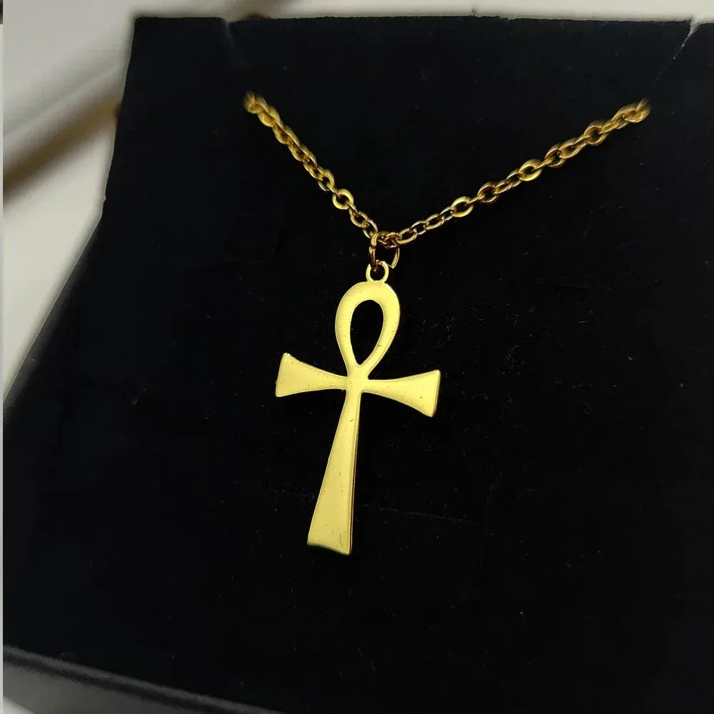 Stainless Steel Fashion Anka Cross Egyptian Ankh Life Symbol Tibetan Pendant Necklace Choker Charm Gift 2025