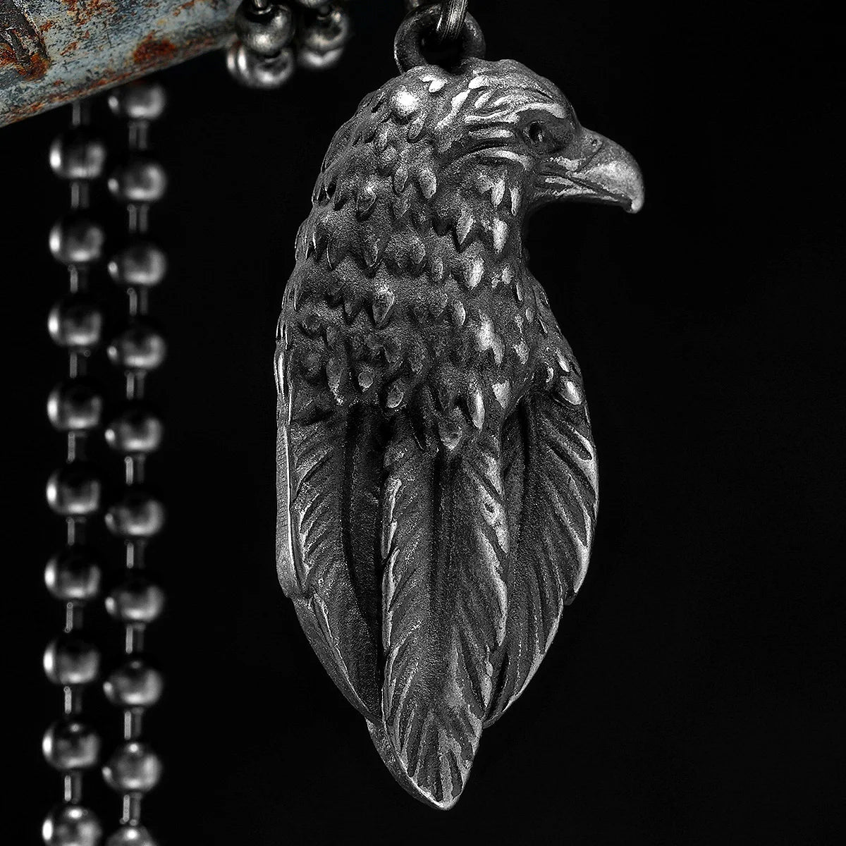 Vintage Eagle Feather Pendant Necklace — 316L Stainless Steel