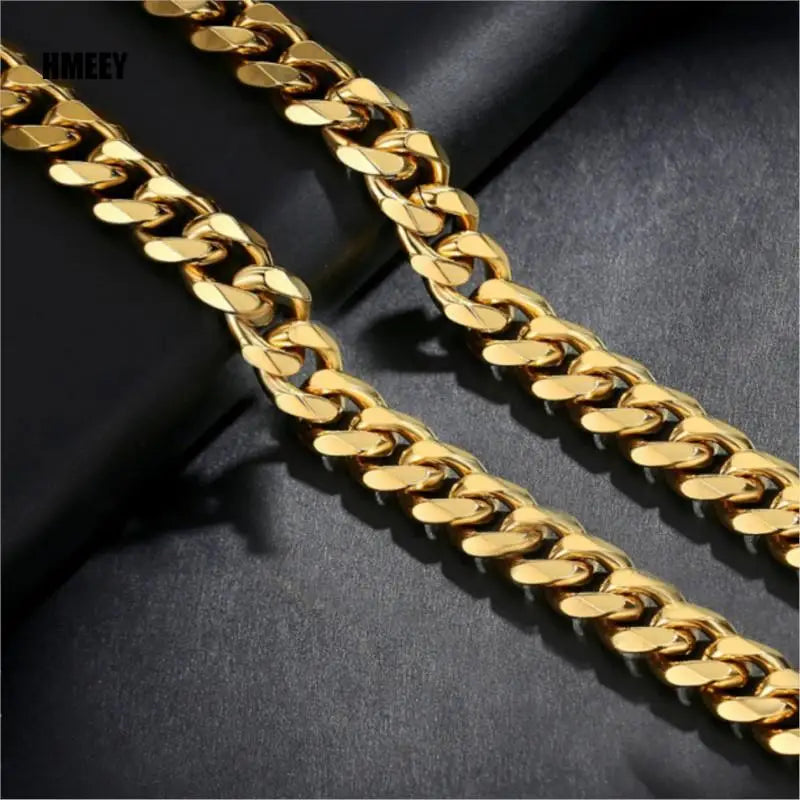 Cuban Chain Necklace for Men Women, Basic Punk Stainless Steel Curb Link Chain Chokers,Vintage Gold Color Solid Metal