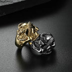 Gothic 316L Stainless Steel Skull Snake Ring For Men Punk Hip Hop Steel/Gold Color Skull Rings Fashion Jewelry Gift Wholesale