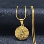 SAINT MICHAEL PROTECT US Archangel Stainless Steel Necklaces Chain Men/Women Gold Color Choker Necklace Jewelry joyas