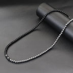 Stylish 6mm Stone Healing Necklace For Men 24 Inches Long Collar Stainless Steel Buckle Black White Yin Yang Bicolor