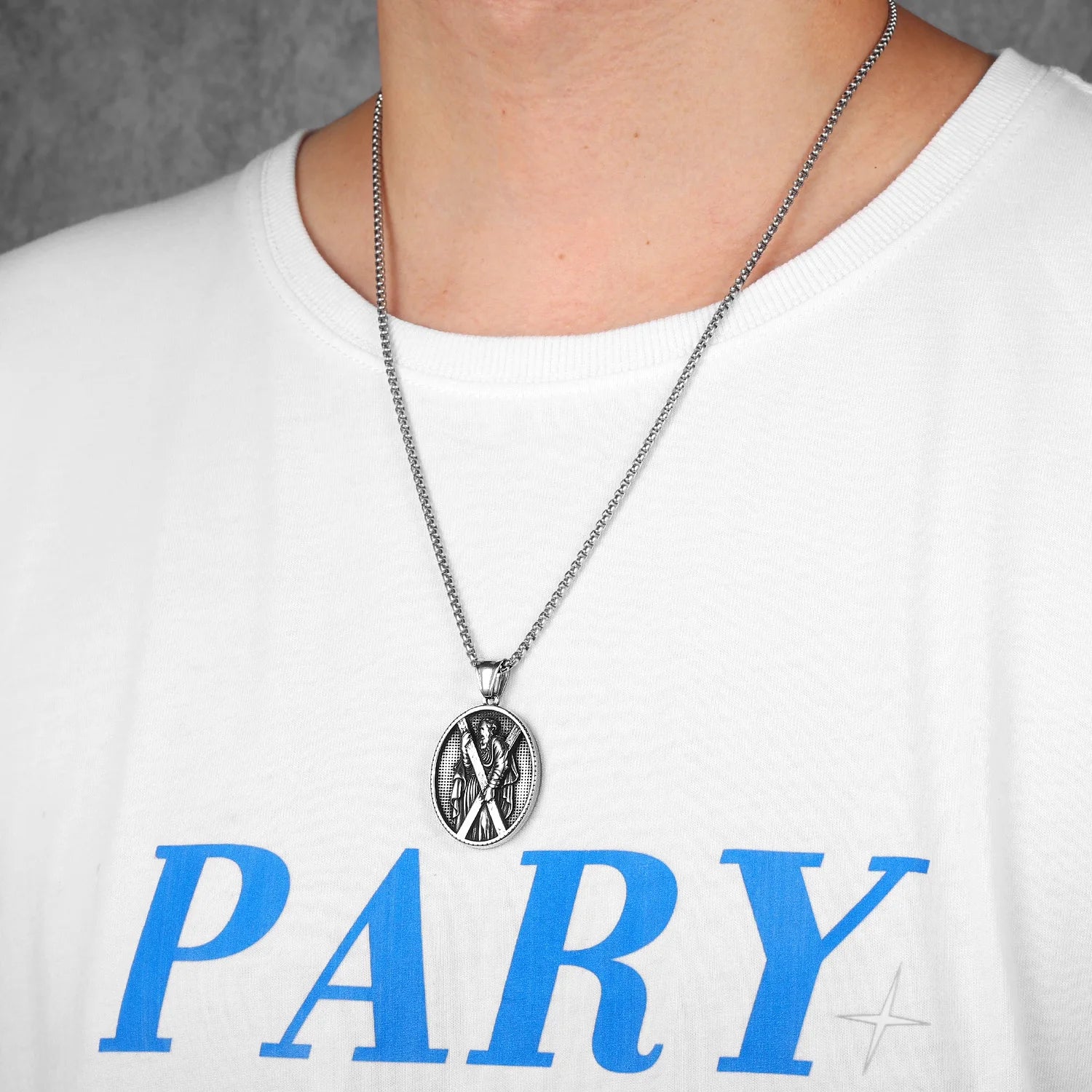 Saint Andrew Pendant Necklace Stainless Steel
