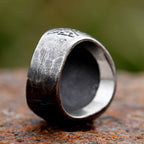 Viking Compass & Crow Rune Ring — Odin, Stainless Steel