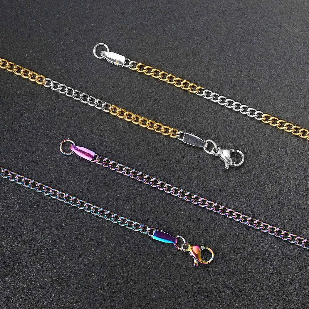 Silver Cuban Chain Necklace Stainless Steel 3/5MM