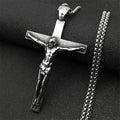 Stainless Steel Christian Jesus Cross Crucifix Pendants Necklaces for Men Women Silver Color Chain Necklaces Jewelry