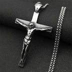 Stainless Steel Christian Jesus Cross Crucifix Pendants Necklaces for Men Women Silver Color Chain Necklaces Jewelry
