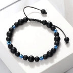 6 8mm Natural Stone Beads Bracelet for Women Men Blue Turkish Evil Eye Braided Chain Bangle Lucky Couple Jewelry Gift