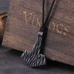 Fashion Valknut Viking Thor's Hammer Pendant Necklace With keel Chain As Men Gift with wooden box