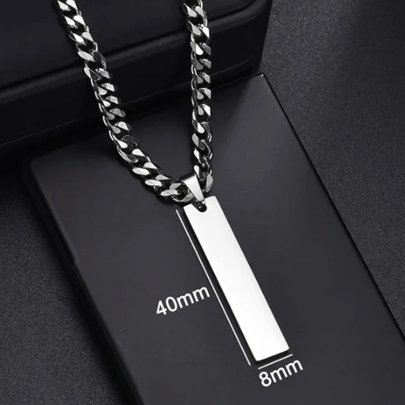 Letdiffery Custom Engraved Eyes Necklaces for Women Men Stainless Sreel Laser Carve Photo Names Square Pendant Jewelry