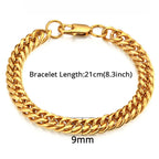 HIGH POLISH Gold Silver Color Cuban Chain Bracelets for Men,Women Stainless Steel Chain Wristband,Causal Simple Jewelry