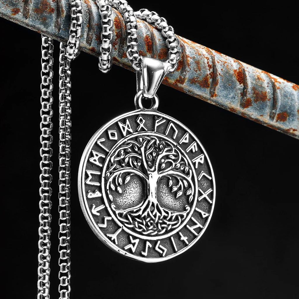 Viking Tree of Life Pendant Necklace — Stainless Steel