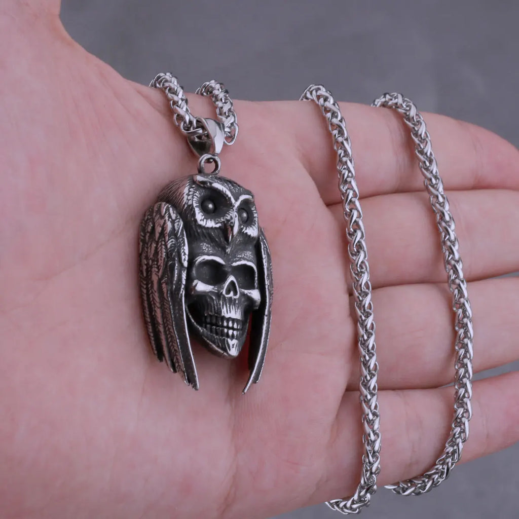 Neo-Gothic Skull Pendant Necklace — Stainless Steel