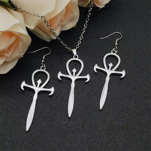 1 piece New Gothic Cross Sword Pendant Necklace Unisex Party Gift Hip Hop Style