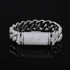 Iced Out Cuban Bracelet Stainless Steel 18MM 3-Row