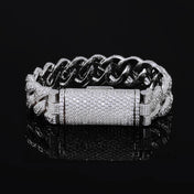 Iced Out Cuban Bracelet Stainless Steel 18MM 3-Row