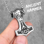 Stainless Steel Thor's Hammer Men Necklaces Pendants Chain Punk Trendy for Boyfriend Male Jewelry Creativity Gift