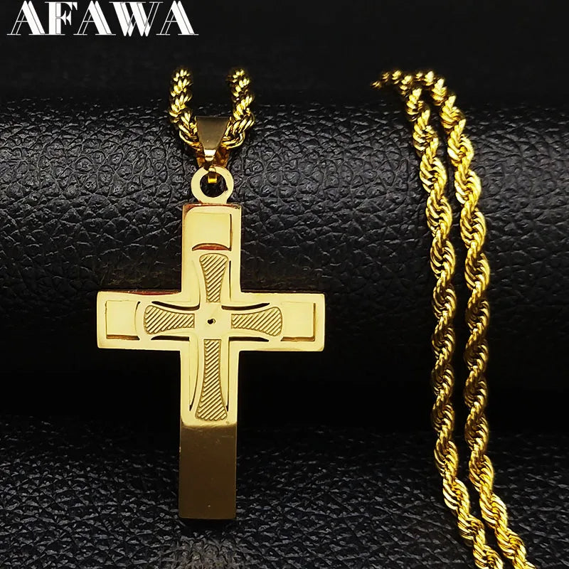 Big Cross Pendant Necklace — Gold