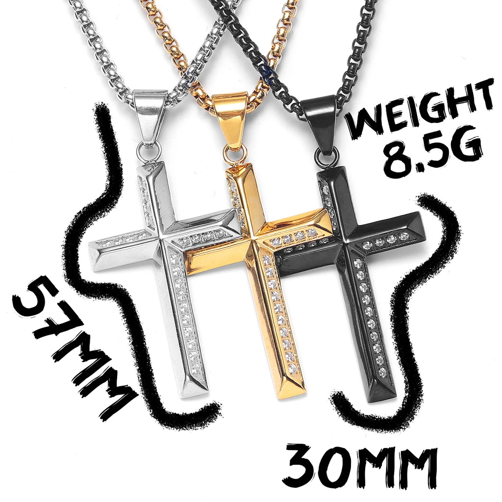 Cross Gemstone Pendant — Stainless Steel