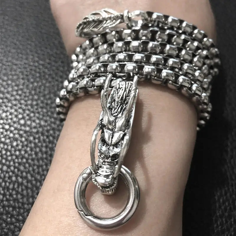 Dragon Head Pendants Bracelets EDC Self Defense Whip Titanium Steel Necklace Fashion Chain Waist Boy Gadgets For Men