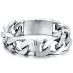 Massive Man Bracelet 20MM Width Men's Stainless Steel Cuban Link Chain Bracelet with CZ Gothic Biker Jewelry Accessory