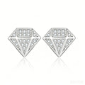 Diamond Shaped Moissanite Stud Earring Fashion Unisex Simple Versatile Diamond Ear Studs 925 Sterling Silver with Certificate