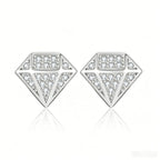Diamond Shaped Moissanite Stud Earring Fashion Unisex Simple Versatile Diamond Ear Studs 925 Sterling Silver with Certificate