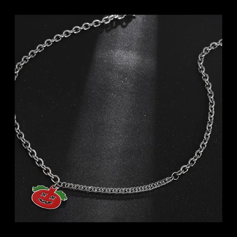 Ghost Pumpkin Pendant Necklace — Stainless