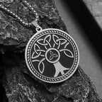 Stainless Steel Trinity Celtic Knot Nordic Rune Pendant Necklace Retro Ethnic Style Irish Knot Lucky Amulet Jewelry for Men
