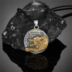 Fenrir Wolf Vegvisir Pendant Necklace — Stainless Steel