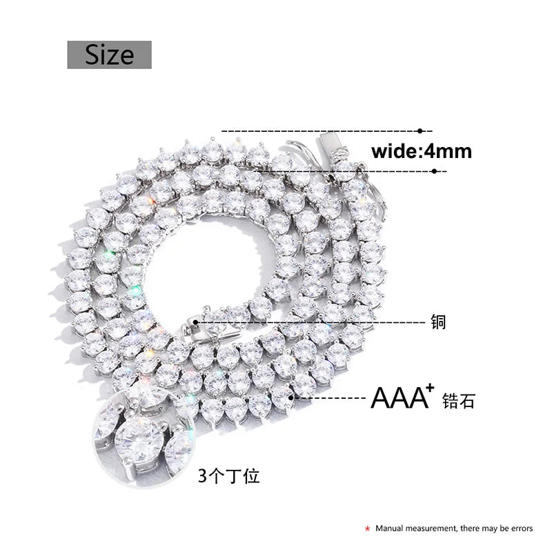Iced Out Round Tennis Chain Necklace — Copper Alloy