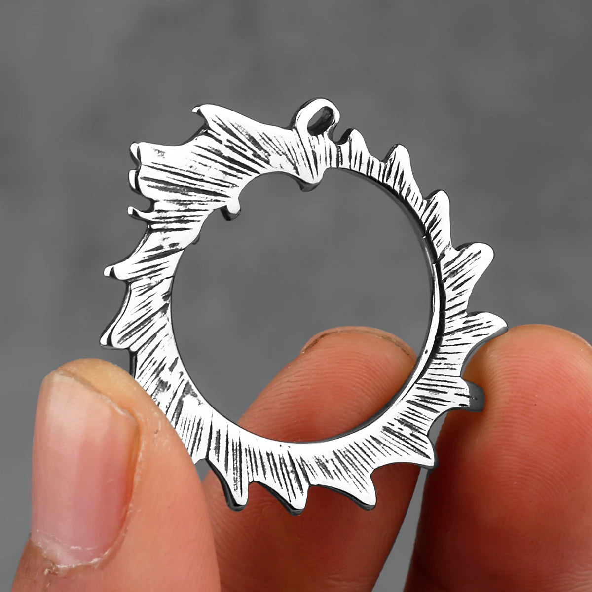 Viking Ouroboros Dragon Necklace — 24 Runes, Stainless Steel