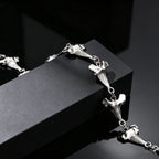 Unique Shark Teeth Shaped Spike Rivet Necklace for Men, Silver Color Punk Adjustable Collar Necklace, Trendy Hip Hop Jewelry